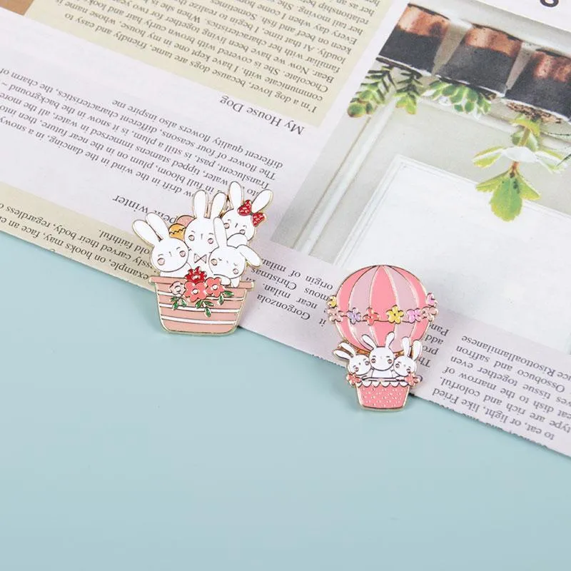 Lovely White Bunny Rabbit Ears Metal Pin Gold Lapel Badge Gift