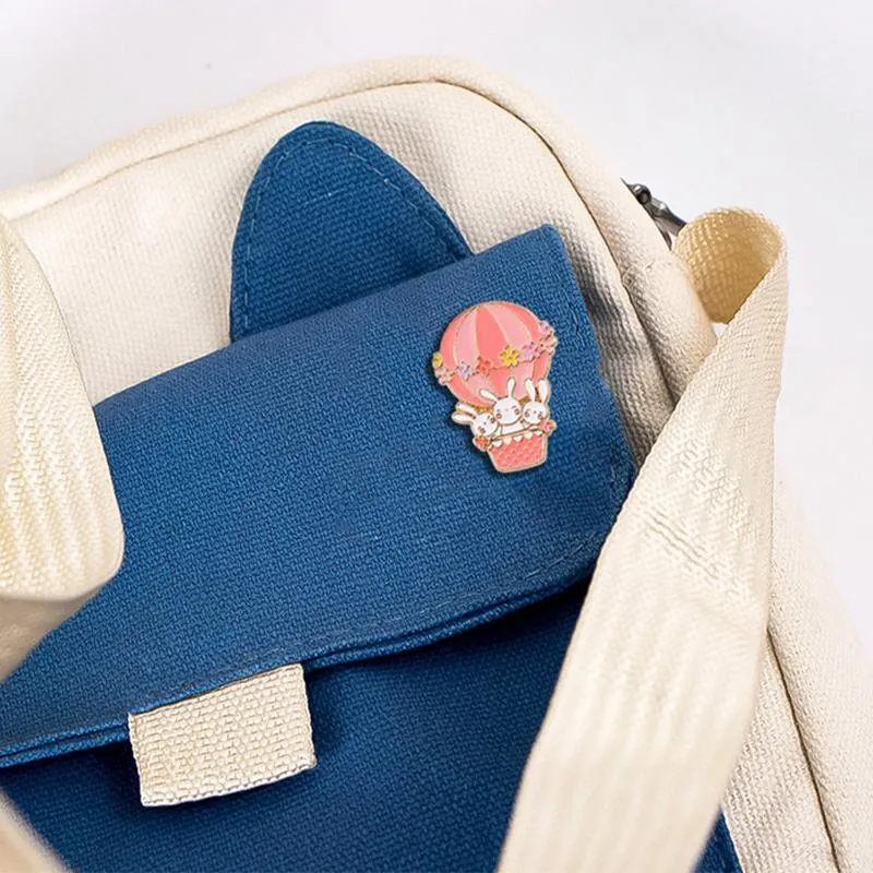 Lovely White Bunny Rabbit Ears Metal Pin Gold Lapel Badge Gift