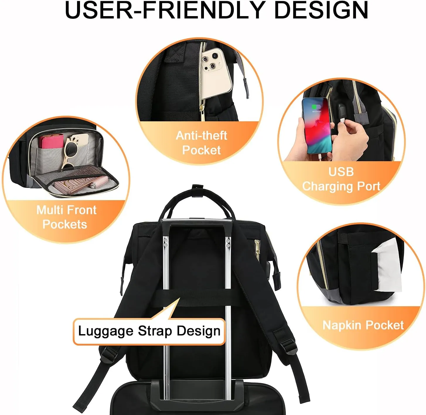 LOVEVOOK Laptop Backpack for Women Backpack Purse 15.6 Inch Upgraded Travel Work Nurse Teacher Bag Large Capacity Computer Backpack with USB Port