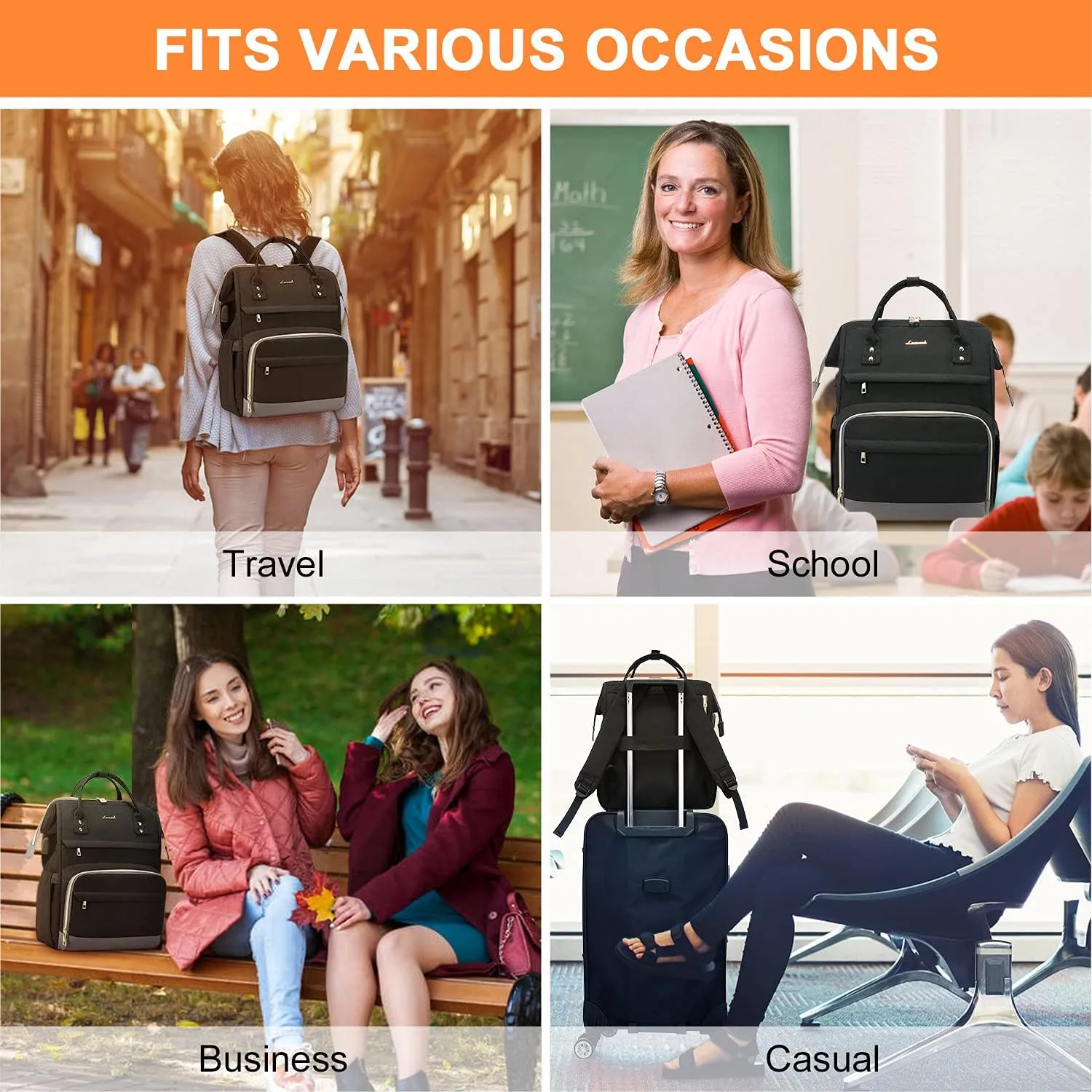 LOVEVOOK Laptop Backpack for Women Backpack Purse 15.6 Inch Upgraded Travel Work Nurse Teacher Bag Large Capacity Computer Backpack with USB Port