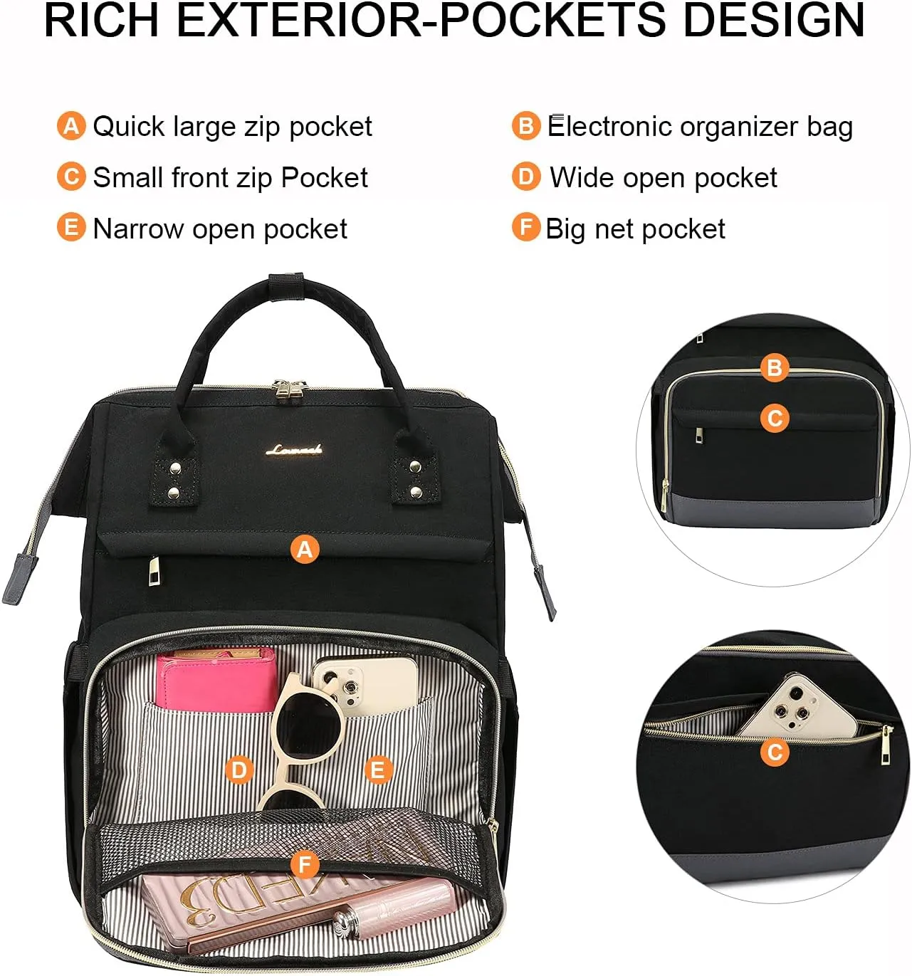 LOVEVOOK Laptop Backpack for Women Backpack Purse 15.6 Inch Upgraded Travel Work Nurse Teacher Bag Large Capacity Computer Backpack with USB Port
