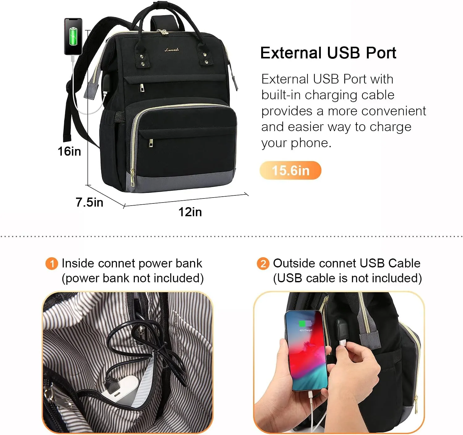 LOVEVOOK Laptop Backpack for Women Backpack Purse 15.6 Inch Upgraded Travel Work Nurse Teacher Bag Large Capacity Computer Backpack with USB Port