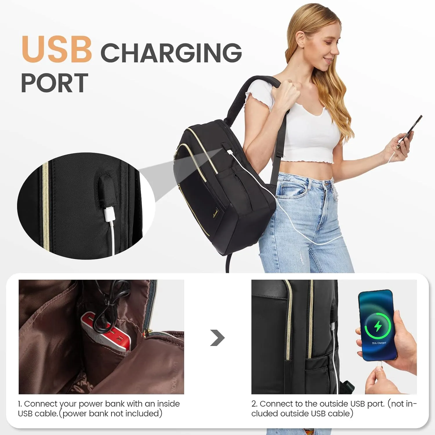 LOVEVOOK Laptop Backpack for Women, Business Travel Backpacks Purse, Daily Computer Bag for Work, Stylish Teacher Office Daypack, 15.6 inch
