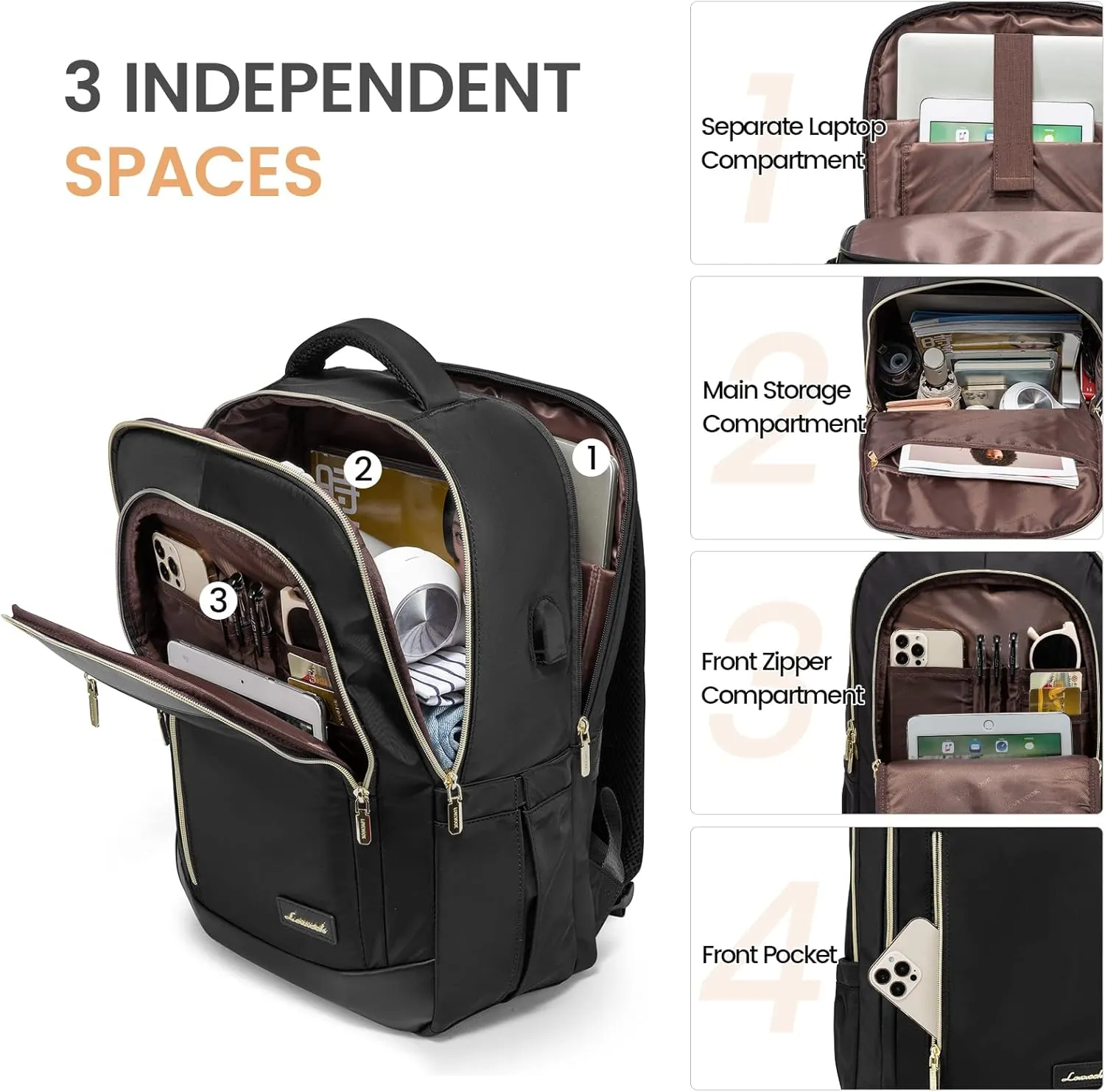 LOVEVOOK Laptop Backpack for Women, Business Travel Backpacks Purse, Daily Computer Bag for Work, Stylish Teacher Office Daypack, 15.6 inch