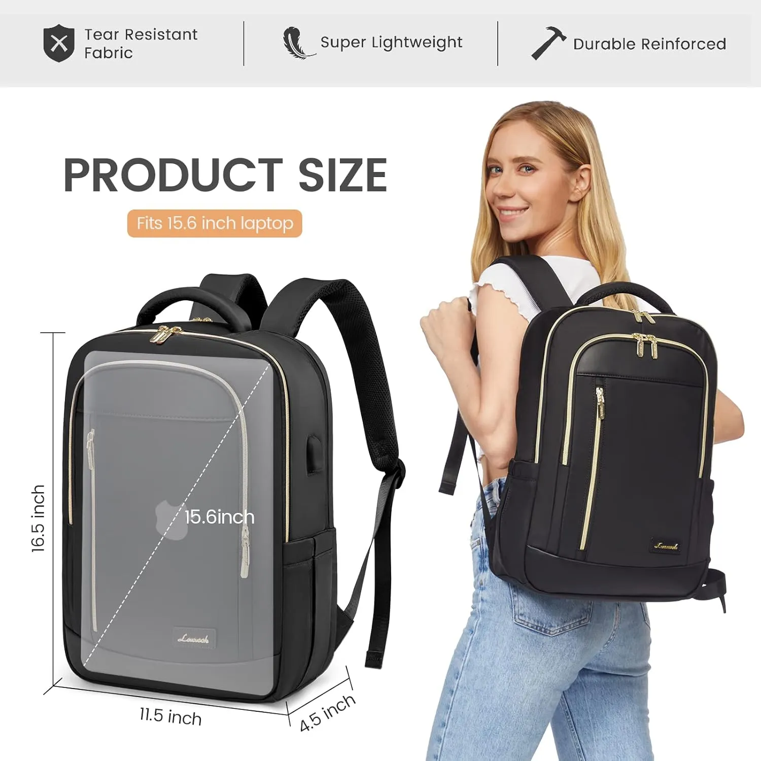 LOVEVOOK Laptop Backpack for Women, Business Travel Backpacks Purse, Daily Computer Bag for Work, Stylish Teacher Office Daypack, 15.6 inch