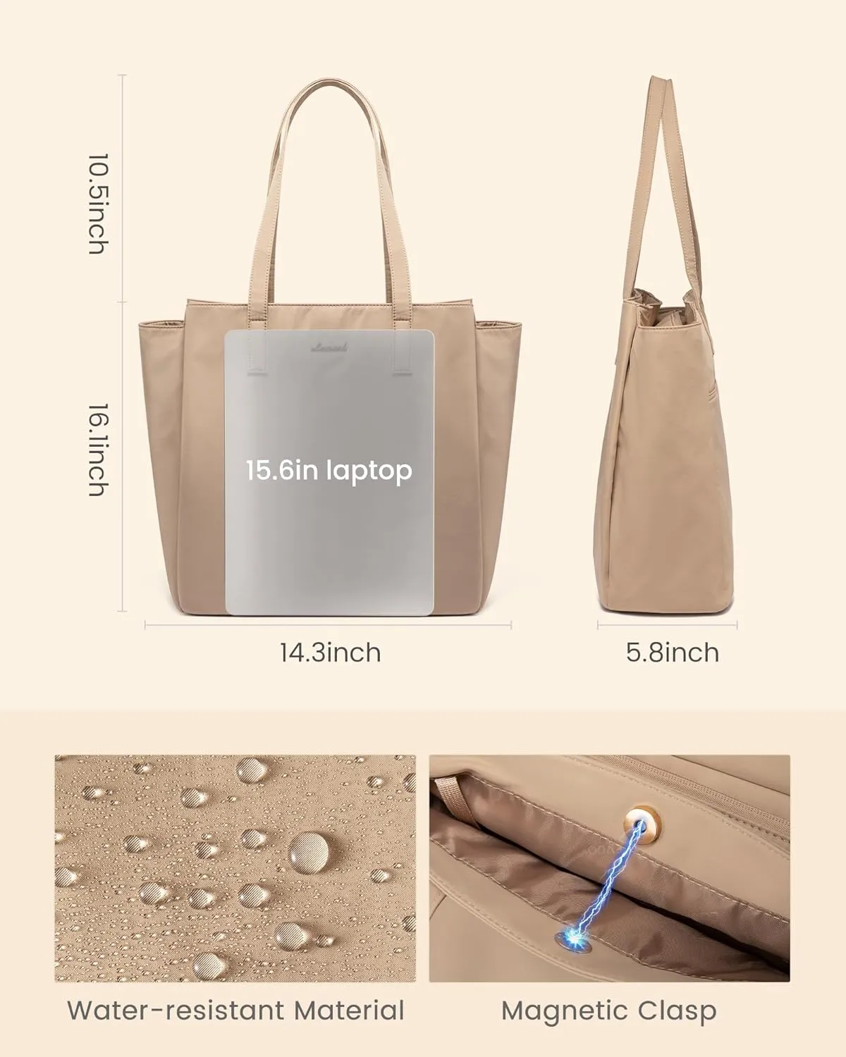 LOVEVOOK Tote Bag For Women, Large Work Tote with Zipper, Travel Shoulder Handbag, Carry on Bag for Teacher Nurse Gym