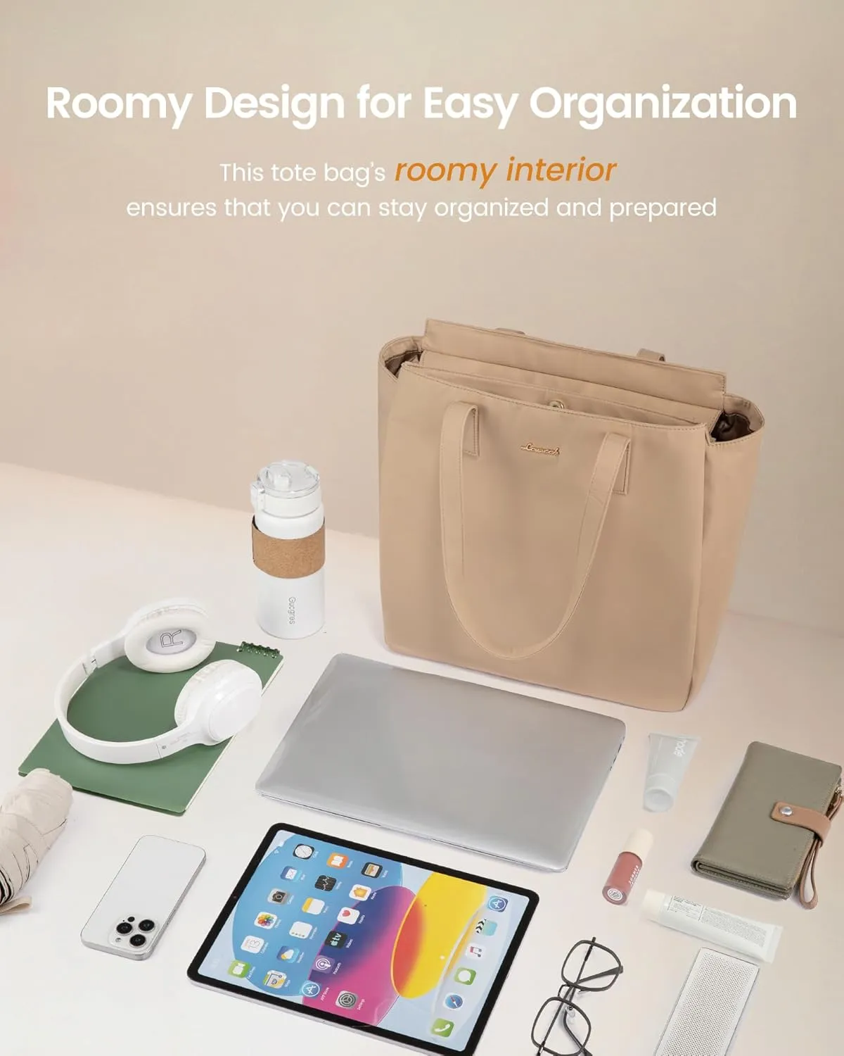 LOVEVOOK Tote Bag For Women, Large Work Tote with Zipper, Travel Shoulder Handbag, Carry on Bag for Teacher Nurse Gym