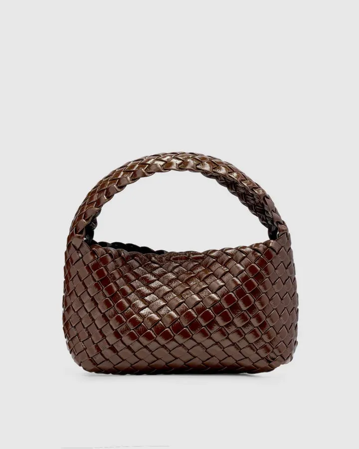 Luca Mini Woven Bag Choc Glossy Crinkle
