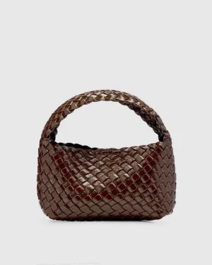 Luca Mini Woven Bag Choc Glossy Crinkle