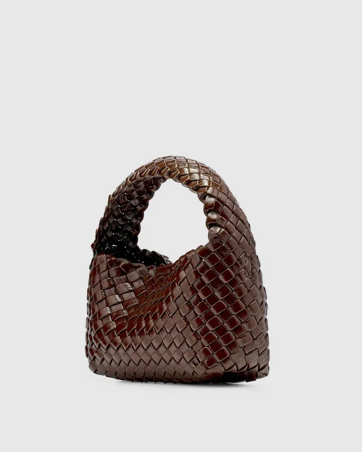 Luca Mini Woven Bag Choc Glossy Crinkle