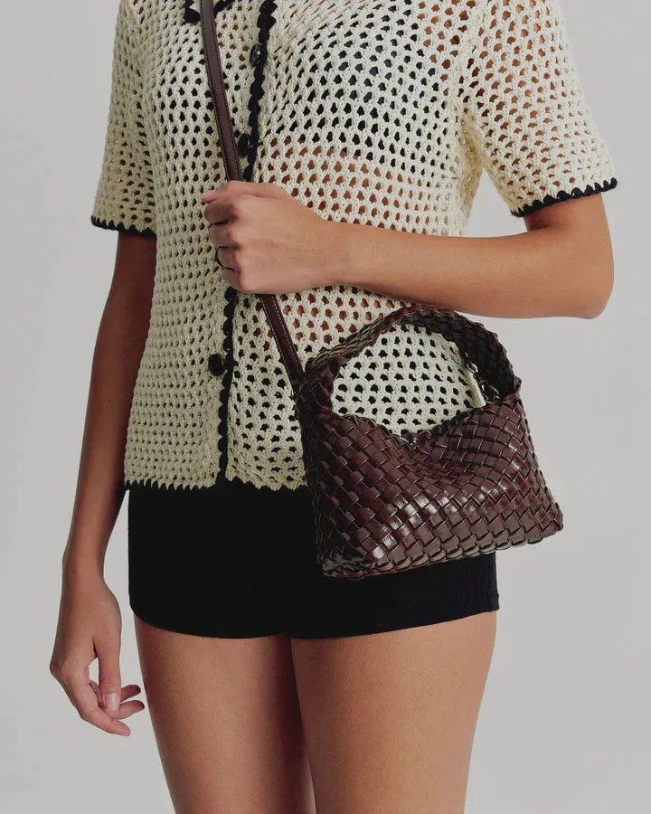 Luca Mini Woven Bag Choc Glossy Crinkle