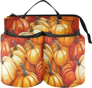 Luggage Cup Holder Travel Woods Orange Autumn Pumpkin Cup Holder Travel Two Cup Holder for World Travelers