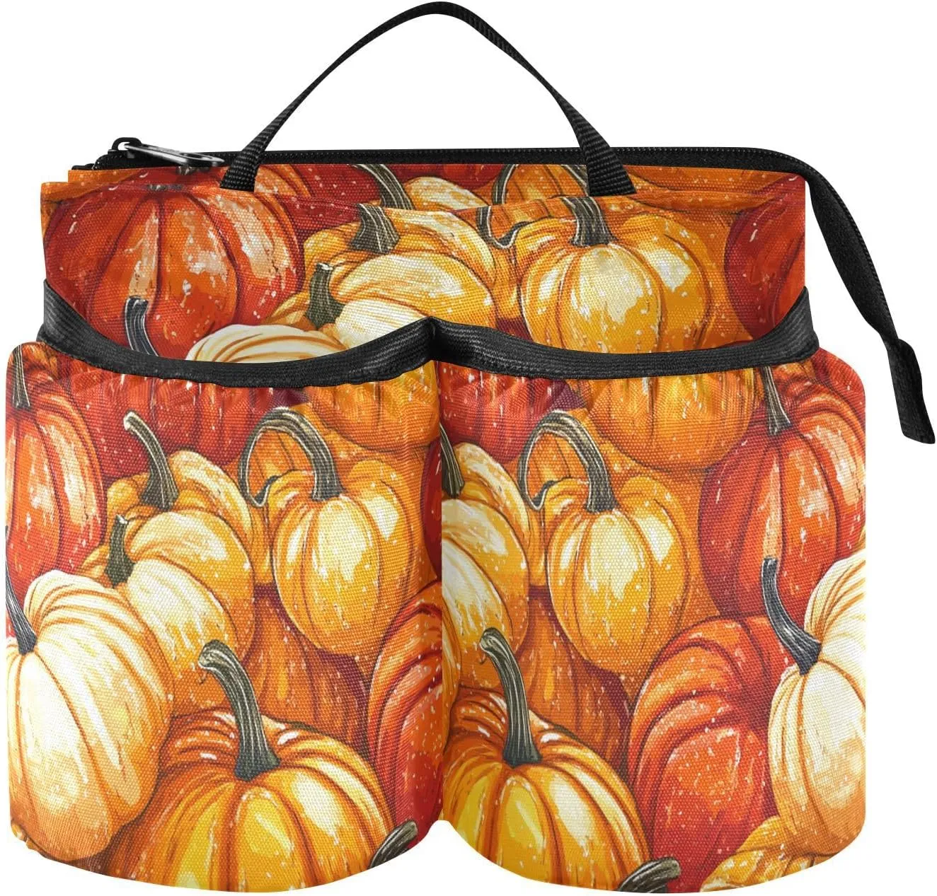 Luggage Cup Holder Travel Woods Orange Autumn Pumpkin Cup Holder Travel Two Cup Holder for World Travelers