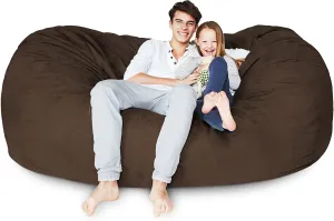 Lumaland Luxury Microsuede Outer Cover for Bean Bags Machine Washable 7-Foot Bean Bag Cover with Inlay in Brown Cover and Inlay ONLY