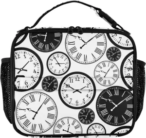 Lunch Bag for Men Women Wall Clocks Alarm Clocks Insulated Lunch Box Two Way Handle Tote Picnic Meal for School Office Travel