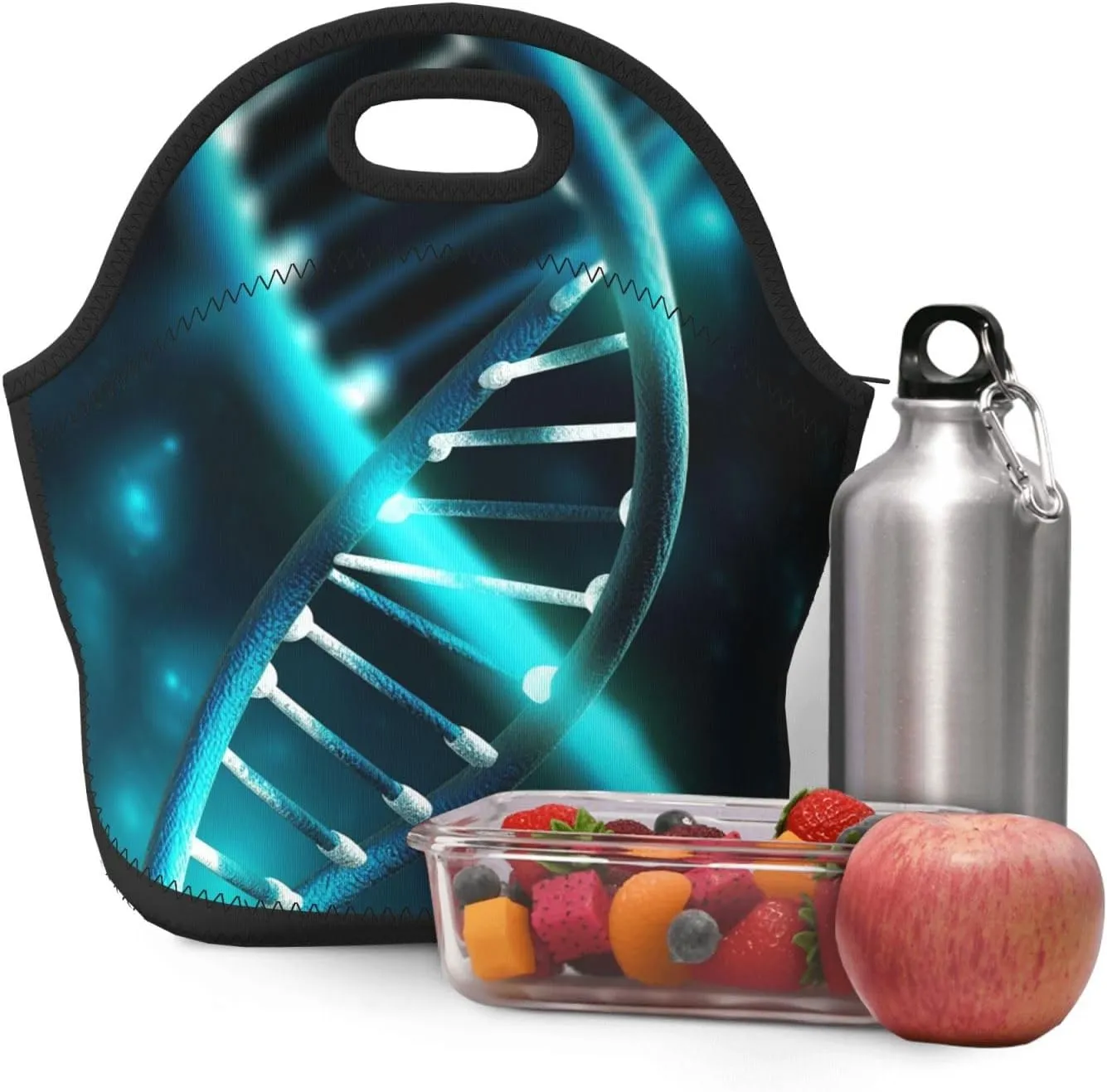 Lunch Bag Lunch Box for Women Men Neoprene Insulated Lunch Tote Bag Science Gene Strand Leakproof Cooler Bag Reusable Lunchbox Portable Cooler Lunch Container for Picnic Travel