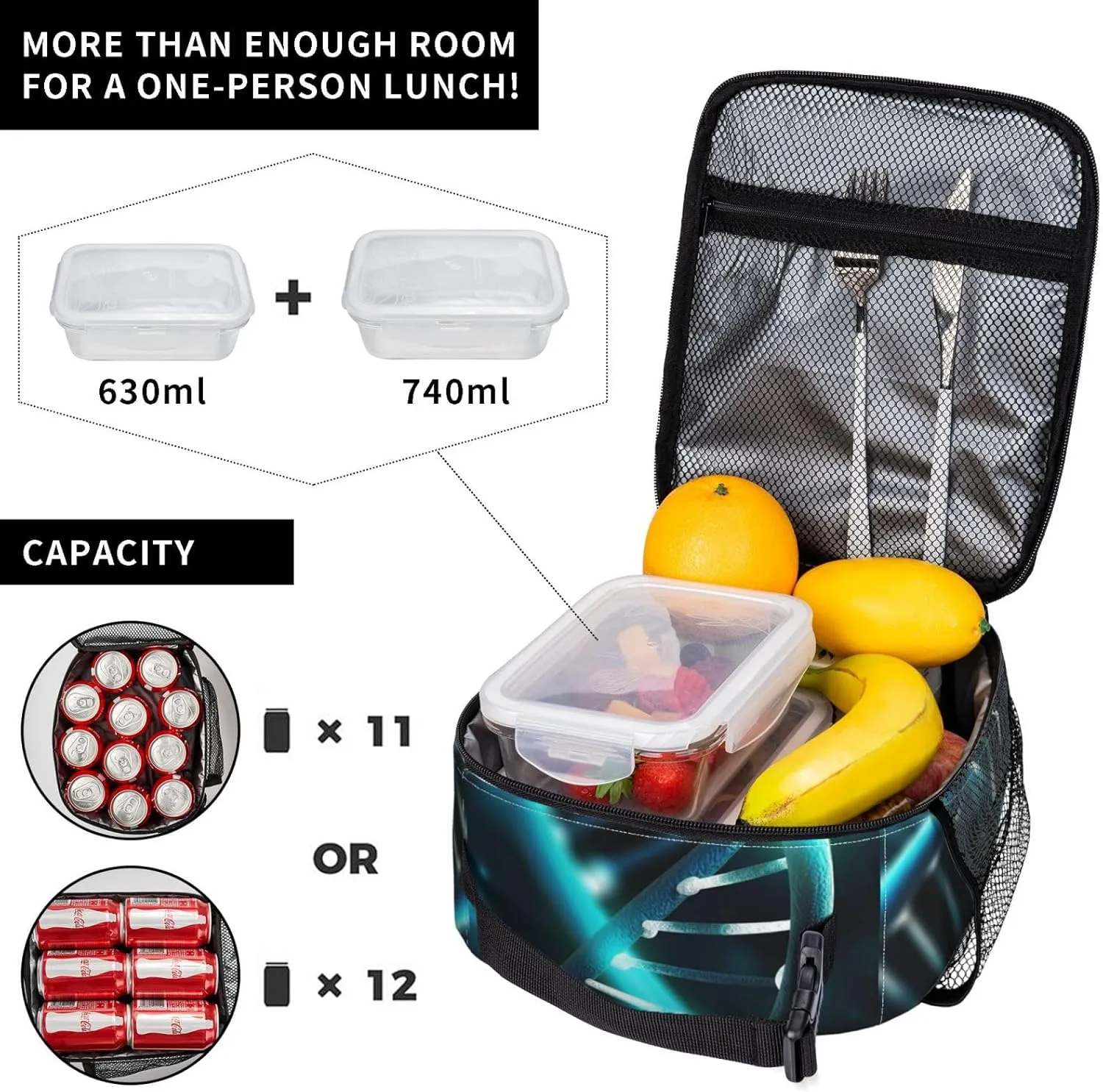 Lunch Bag Lunch Box For Women Men Reusable Insulated Lunch Tote Bag Science Gene Strand Leakproof Cooler Bag Portable Cooler Lunch Container For Picnic Travel
