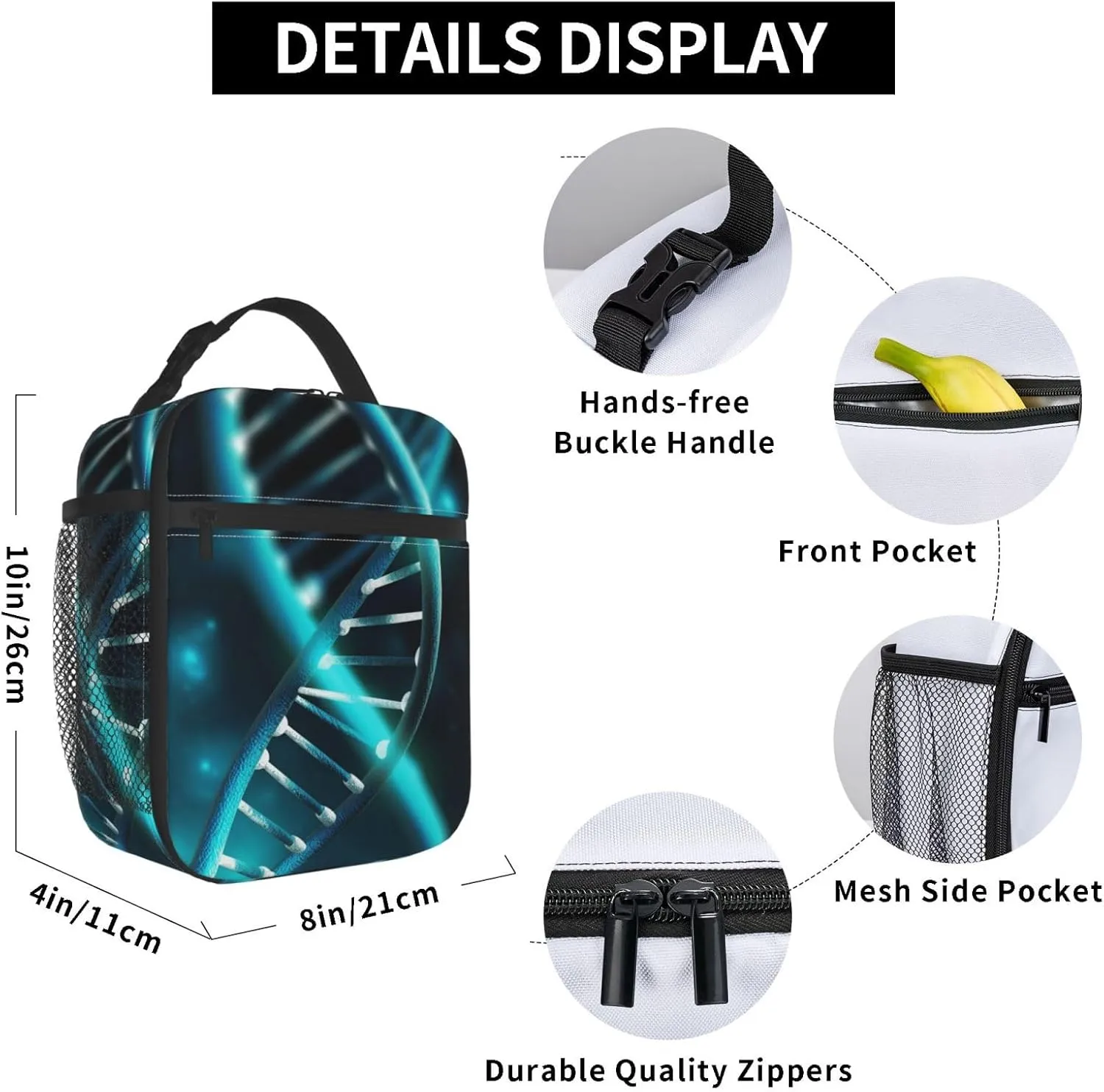 Lunch Bag Lunch Box For Women Men Reusable Insulated Lunch Tote Bag Science Gene Strand Leakproof Cooler Bag Portable Cooler Lunch Container For Picnic Travel