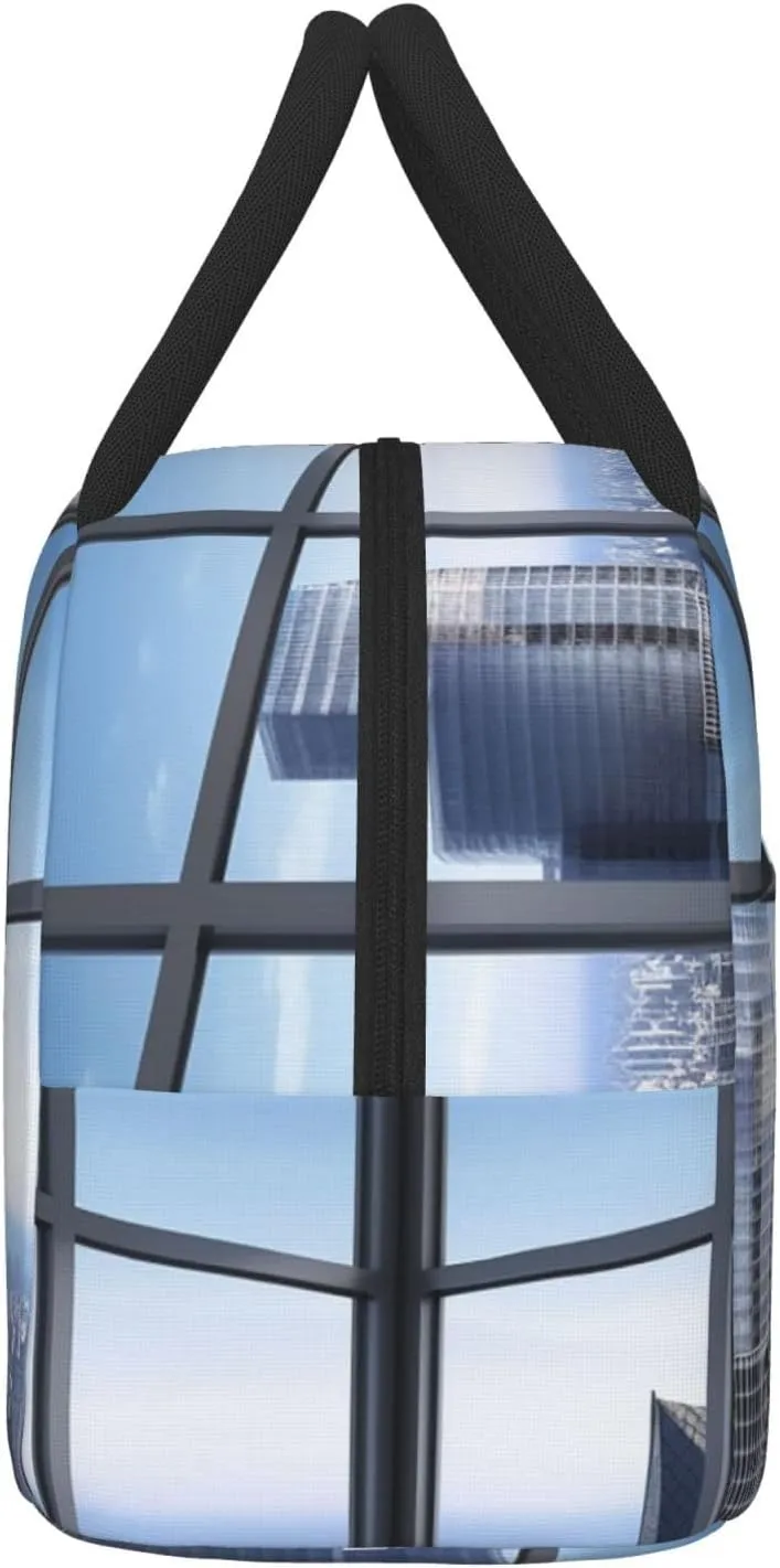 Lunch Bag Lunch Box for Women Men Reusable Insulated Lunch Tote Bag Skyscraper Buildings Leakproof Cooler Bag Portable Cooler Lunch Container for Picnic Travel