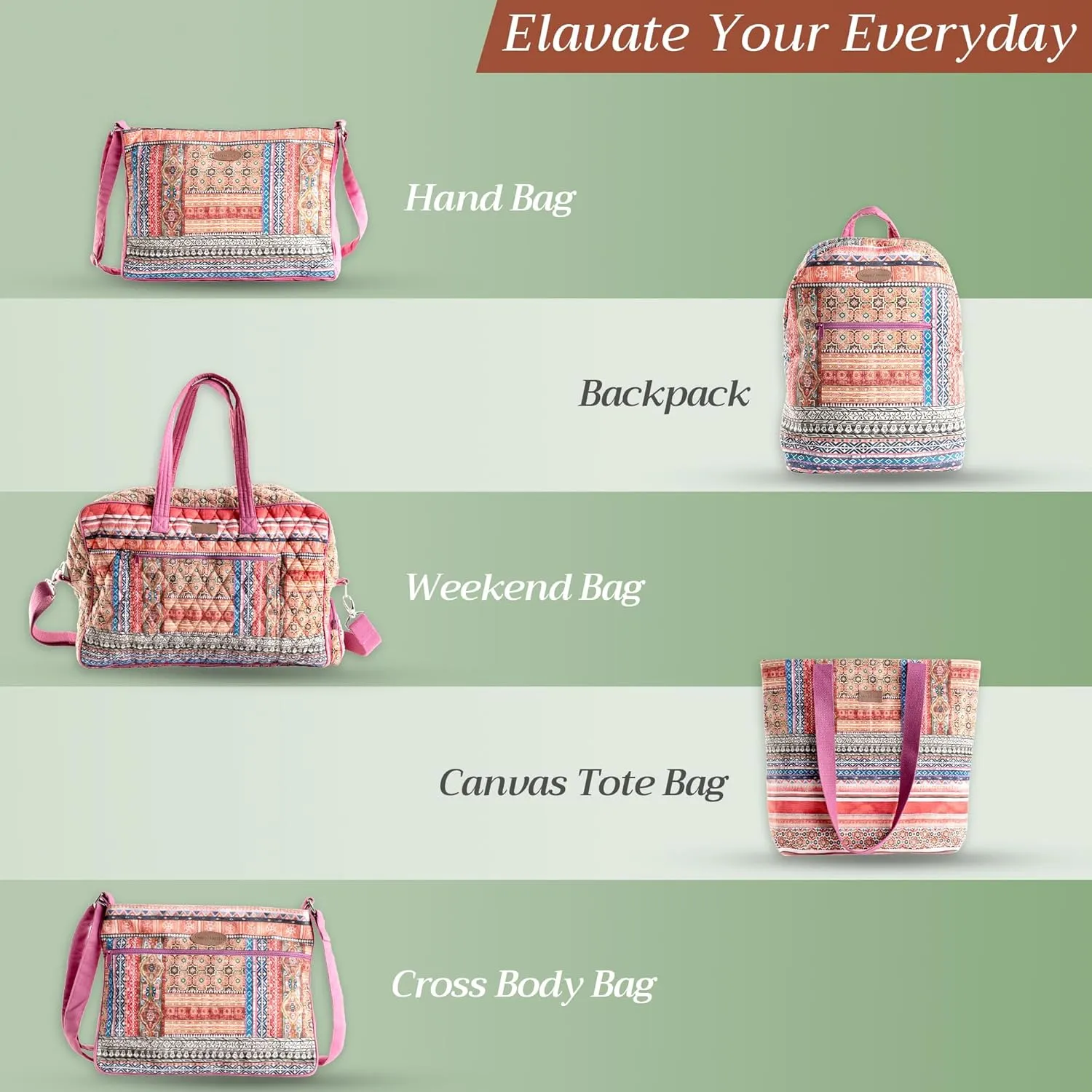 Maison d' Hermine Shopping Bag Cotton Quilted Tote Bag with Zipper Pockets & Small Pouch Grocery Bag for Work Travel Lunch