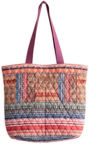 Maison d' Hermine Shopping Bag Cotton Quilted Tote Bag with Zipper Pockets & Small Pouch Grocery Bag for Work Travel Lunch