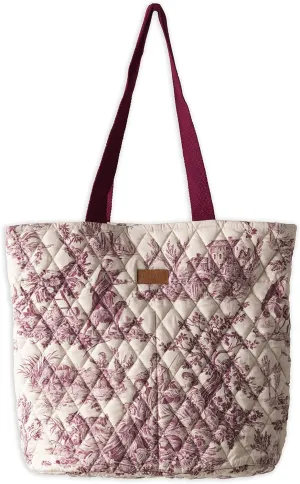 Maison d' Hermine Shopping Bag Cotton Quilted Tote Bag with Zipper Pockets & Small Pouch Grocery Bag for Work Travel Lunch