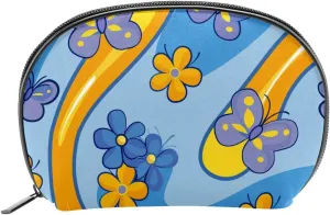 Makeup Bag Organizer,Cosmetic Bags for Women,Butterflies Flowers Colorful,Small Makeup Pouch