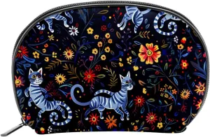 Makeup Bag Organizer,Cosmetic Bags for Women,Cat Skeleton Flower Skull,Small Makeup Pouch