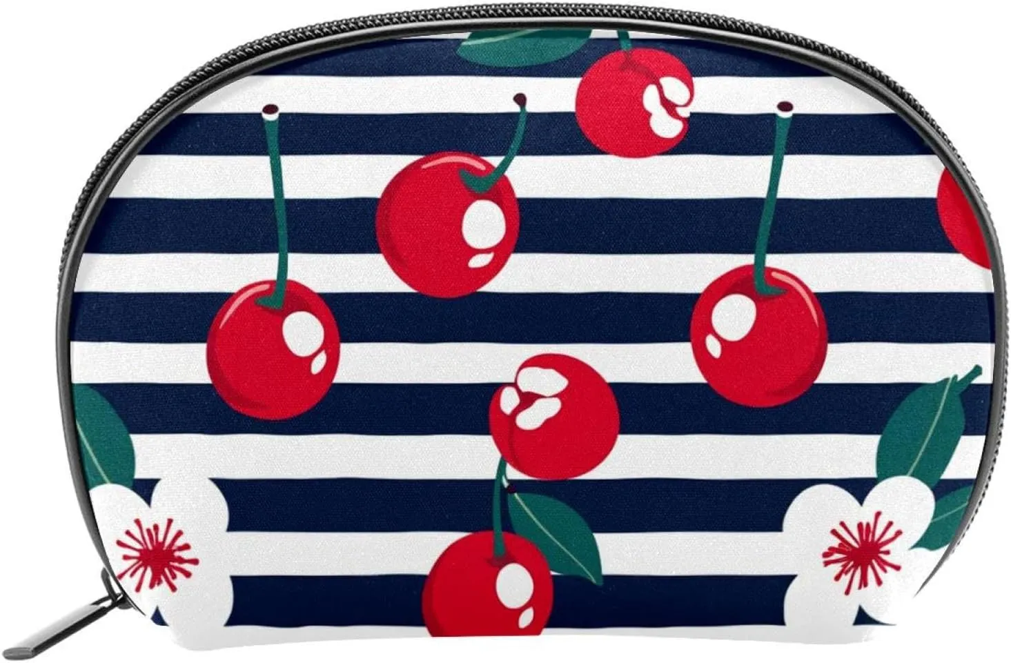 Makeup Bag Organizer,Cosmetic Bags for Women,Cherry Pattern Seamless Stripes,Small Makeup Pouch