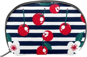 Makeup Bag Organizer,Cosmetic Bags for Women,Cherry Pattern Seamless Stripes,Small Makeup Pouch