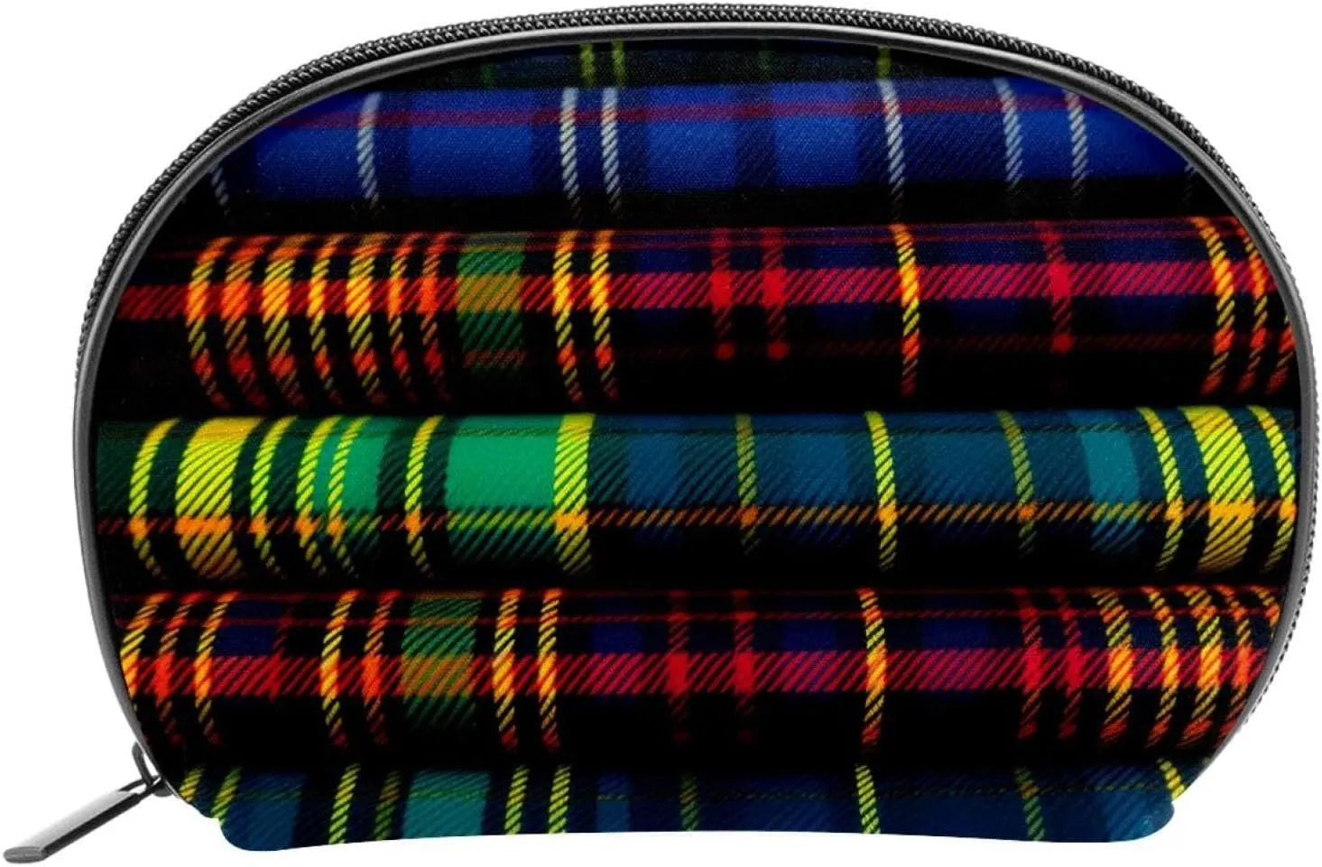 Makeup Bag Organizer,Cosmetic Bags for Women,Classic Purple and Green Plaid Pattern,Small Makeup Pouch