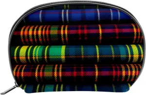 Makeup Bag Organizer,Cosmetic Bags for Women,Classic Purple and Green Plaid Pattern,Small Makeup Pouch