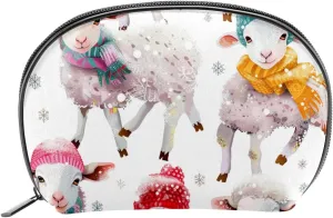 Makeup Bag Organizer,Cosmetic Bags for Women,Colorful Sheep Snowflake,Small Makeup Pouch