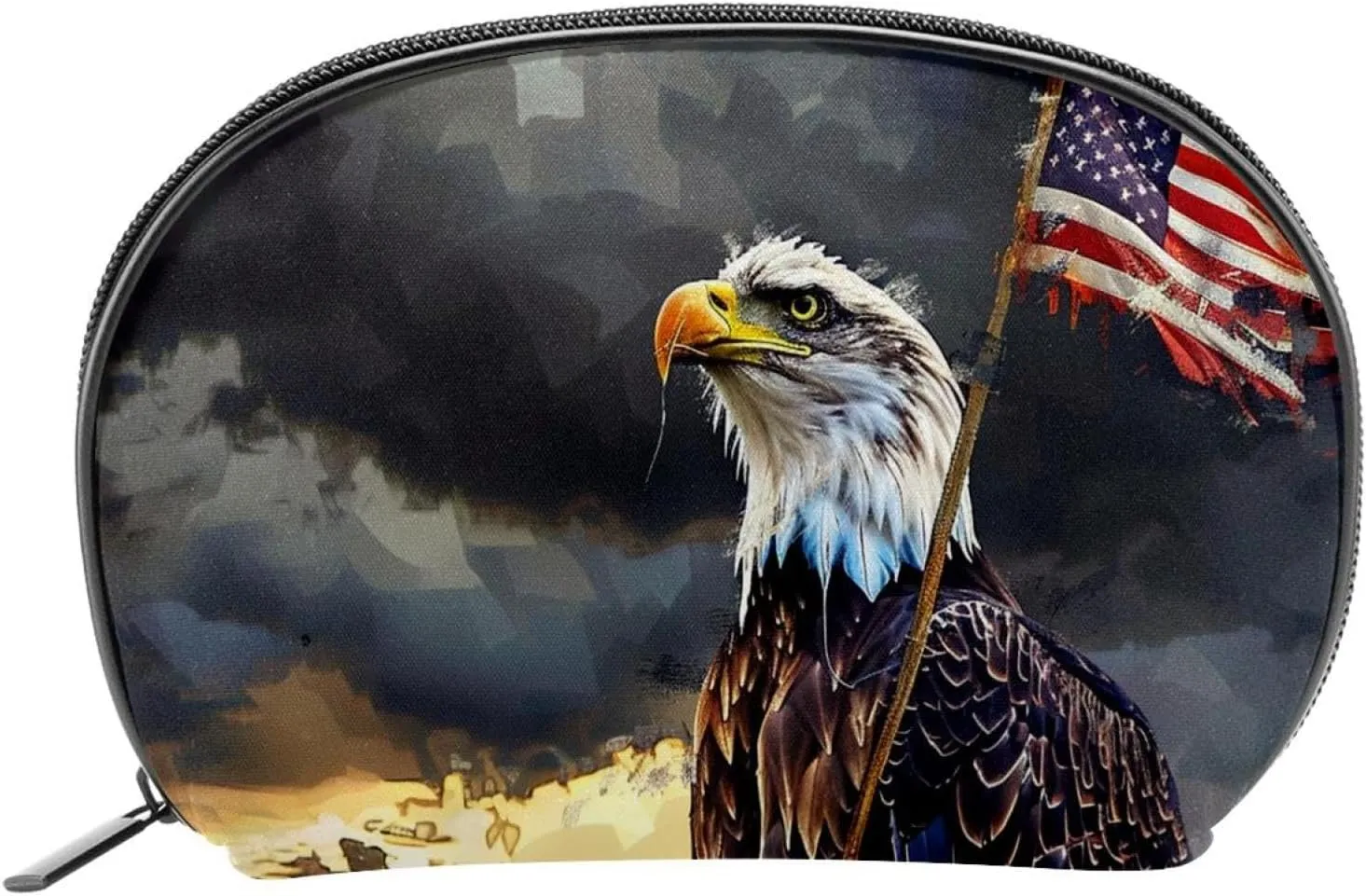 Makeup Bag Organizer,Cosmetic Bags for Women,Eagle American Flag Cloudy Day,Small Makeup Pouch
