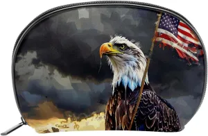 Makeup Bag Organizer,Cosmetic Bags for Women,Eagle American Flag Cloudy Day,Small Makeup Pouch