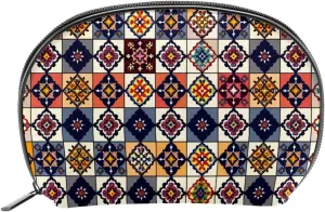 Makeup Bag Organizer,Cosmetic Bags for Women,Ethnic Floral Vintage Plaid Pattern,Small Makeup Pouch