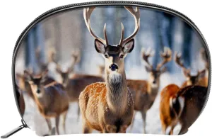 Makeup Bag Organizer,Cosmetic Bags for Women,Family Forest Noble Deer,Small Makeup Pouch
