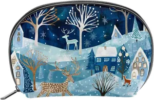 Makeup Bag Organizer,Cosmetic Bags for Women,Forest Moon Snow House,Small Makeup Pouch