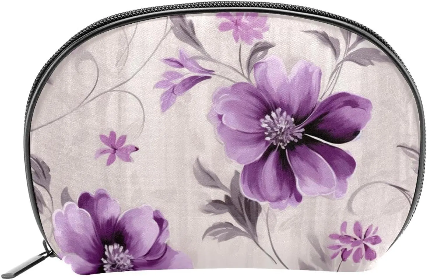Makeup Bag Organizer,Cosmetic Bags for Women,Purple Flower Simple Floral,Small Makeup Pouch