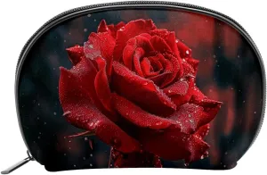 Makeup Bag Organizer,Cosmetic Bags for Women,Rose Water Drop Blossom,Small Makeup Pouch