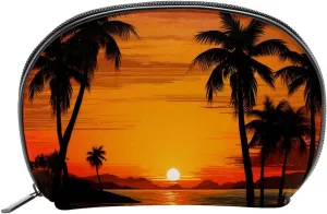 Makeup Bag Organizer,Cosmetic Bags for Women,Tropical Plam Tree Sunset,Small Makeup Pouch