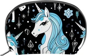 Makeup Bag Organizer,Cosmetic Bags for Women,Unicorn Blue Background,Small Makeup Pouch