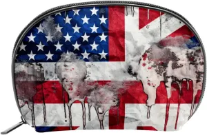 Makeup Bag Organizer,Cosmetic Bags for Women,Vintage American Flag on the Wall,Small Makeup Pouch