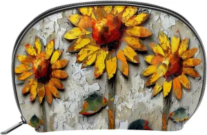 Makeup Bag Organizer,Cosmetic Bags for Women,Watercolor Wall Sunflower,Small Makeup Pouch