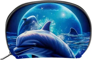 Makeup Bag Organizer,Cosmetic Bags for Women,Whales Kiss Ocean Moon,Small Makeup Pouch