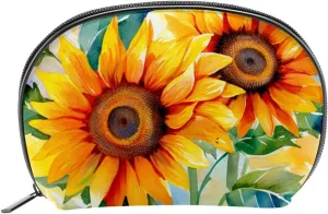 Makeup Bag Organizer,Cosmetic Bags for Women,Wildflower Watercolor Sunflower,Small Makeup Pouch