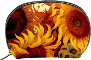 Makeup Bag Organizer,Cosmetic Bags for Women,Yellow Watercolor Sunflowers,Small Makeup Pouch