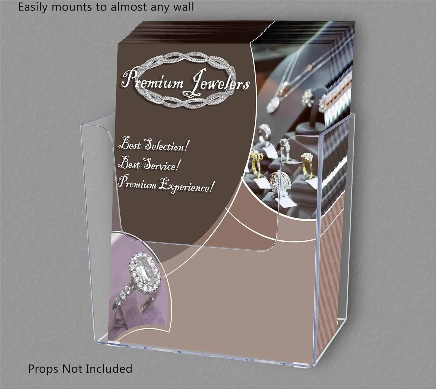Marketing Holders 4 Pack Brochure Holder Wall Mount or Countertop 5.5" Wide Bi Fold Flyers Bin Literature Display Box Clear Acrylic Holder for Service Stations and Hotels
