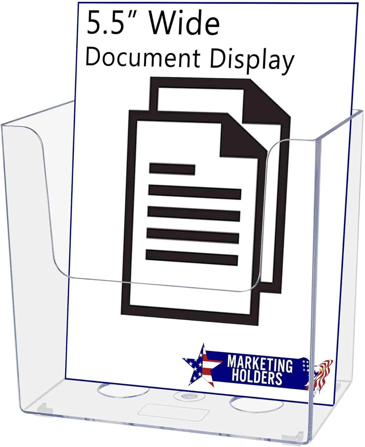 Marketing Holders 4 Pack Brochure Holder Wall Mount or Countertop 5.5" Wide Bi Fold Flyers Bin Literature Display Box Clear Acrylic Holder for Service Stations and Hotels
