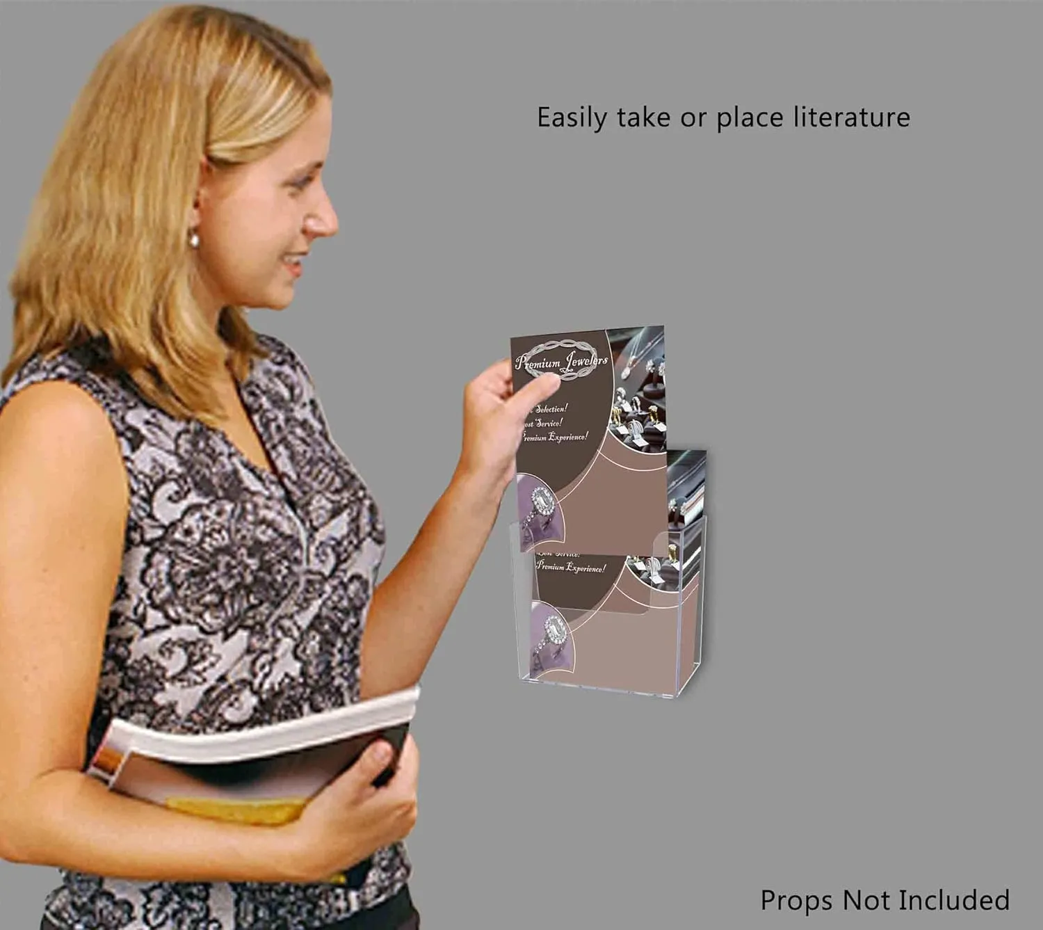 Marketing Holders 4 Pack Brochure Holder Wall Mount or Countertop 5.5" Wide Bi Fold Flyers Bin Literature Display Box Clear Acrylic Holder for Service Stations and Hotels